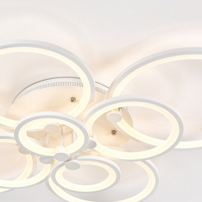 Nordic 8-Ring LED Semi-Flush Mount Ceiling Light - White Metal ...