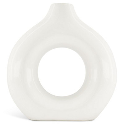 Nordic Ceramic Donut Decorative Vase - 25cm - White