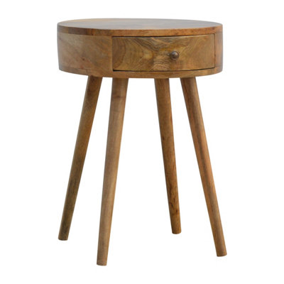 Nordic Circular Shaped Oak-Ish Bedside