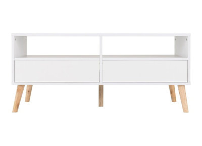 Nordic Coffee Table 2 Drawer White and Distressed Effect Finish