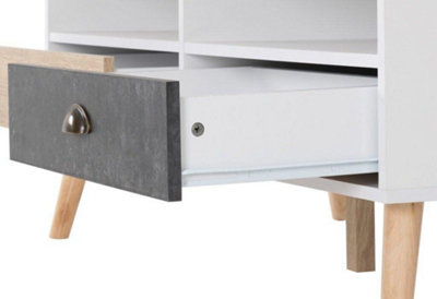 Nordic Coffee Table 2 Drawer White and Distressed Effect Finish