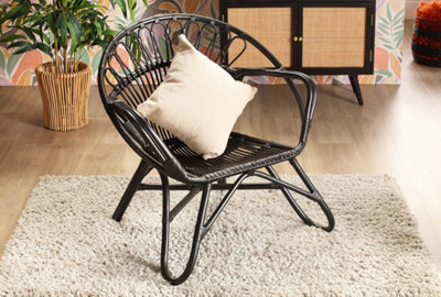 Nordic Indoor Rattan Chair in Black H 84cm x W 83cm x D 72cm DIY at B Q