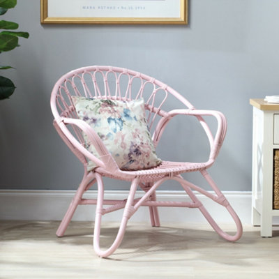 Nordic Indoor Rattan Chair in Pink (H)84cm x (W)83cm x (D)72cm