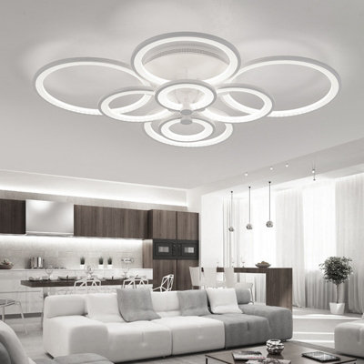 Nordic-Inspired 8-Ring LED Semi-Flush Mount Ceiling Light - Modern ...