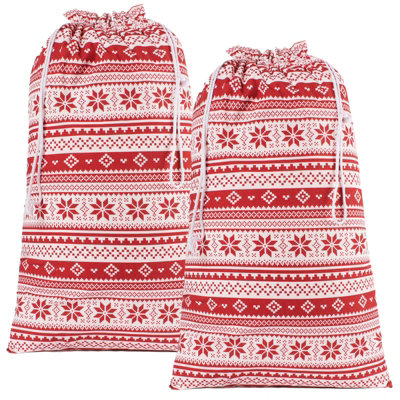 Nordic Santa Sack 2 x Storage Bag Christmas Stocking Present Xmas Drawstring