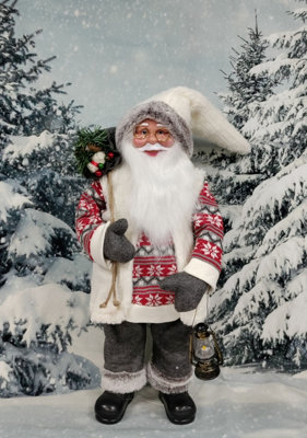 Nordic Santa Traditional Standing Father Christmas With Glasses Figurine 45cm