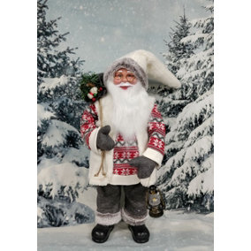 Nordic Santa Traditional Standing Father Christmas With Glasses Figurine 60cm