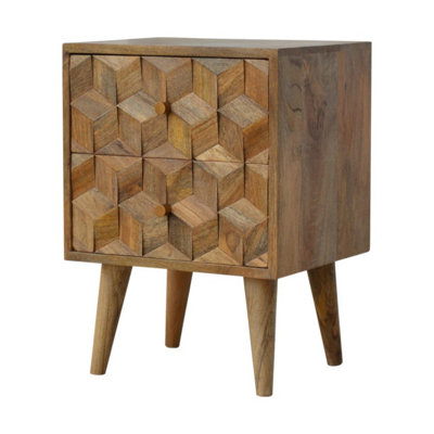 Nordic Style 2 Drawers Cube Carved Bedside