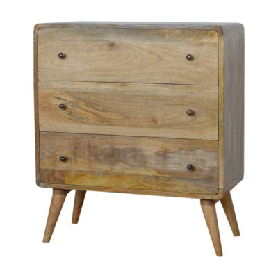 Nordic Style 3 Drawers Curved Oak-ish Chest