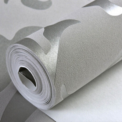 Nordic Style Non Woven Silver GreyLeaf Pattern Wallpaper Roll 3D Luxury Wallpaper 5.3m²