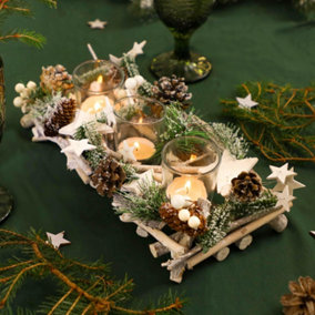 Nordic Trio Tealight Xmas Table Decoration Centrepiece Christmas Décor Candle Holder