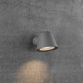 Nordlux Aleria Outdoor Patio Terrace Metal Wall Light in Grey (Diam) 11.5cm