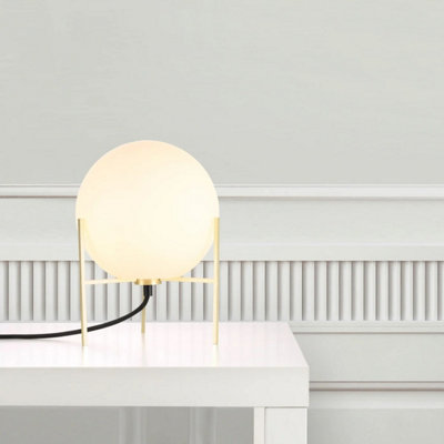 Nordlux Alton Indoor Living Dining Bedroom Glass Table Lamp in Brass (Diam) 20cm