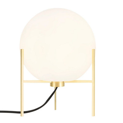 Nordlux Alton Indoor Living Dining Bedroom Glass Table Lamp in Brass (Diam) 20cm