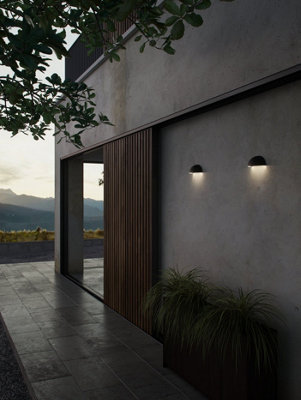 Nordlux Arcus Outdoor Patio Terrace Smart Wall light in Black (Diam) 20cm