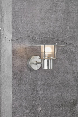 Nordlux Bastia Outdoor Patio Terrace Metal Wall Light in Galvanized (Diam) 27.6cm