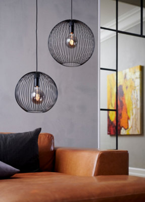 Nordlux Beroni 45 Indoor Dining Living Kitchen Hallway Pendant In Black (Diam) 45cm