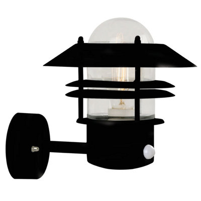 Nordlux Blokhus Outdoor Patio Terrace Metal Motion Sensor Wall Light in Black (Diam) 22cm