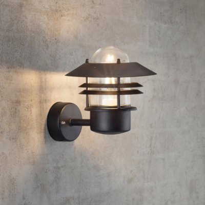 Nordlux Blokhus Outdoor Patio Terrace Metal Wall Light in Black (Diam) 22cm