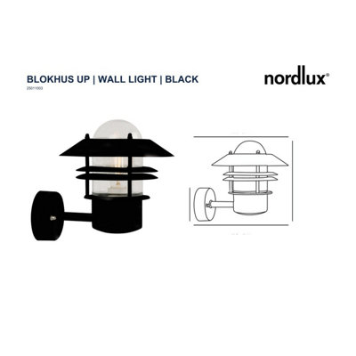 Nordlux Blokhus Outdoor Patio Terrace Metal Wall Light in Black (Diam) 22cm