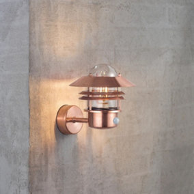 Nordlux Blokhus Outdoor Patio Terrace Metal Wall Light in Copper (Diam) 22cm