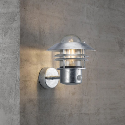 Nordlux Blokhus Outdoor Patio Terrace Metal Wall Light in Galvanized (Diam) 22cm