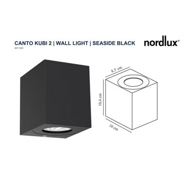 Nordlux Canto Kubi 2 Outdoor Wall Light Seaside Outdoor Lighting in Black