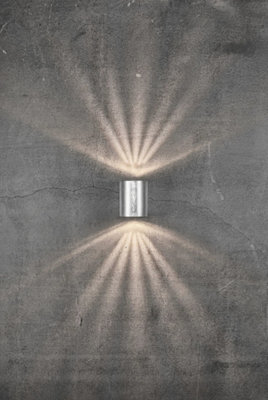 Nordlux Canto Outdoor Patio Terrace Metal Up & Down Wall Light in Galvanized (Diam) 8.5cm