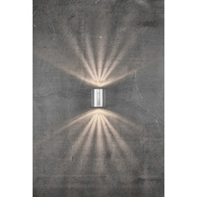 Nordlux Canto Outdoor Patio Terrace Metal Up & Down Wall Light in Galvanized (Diam) 8.5cm