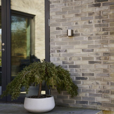 Nordlux Canto Outdoor Patio Terrace Metal Wall Light in Stainless Steel (Diam) 8.7cm