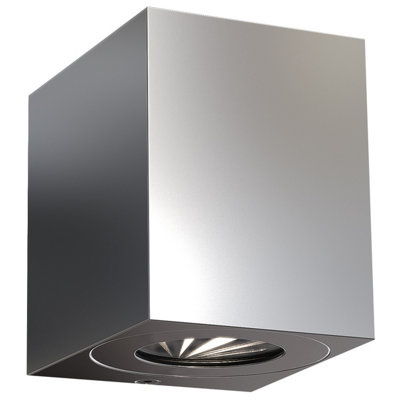 Nordlux Canto Outdoor Patio Terrace Metal Wall Light in Stainless Steel (Diam) 8.7cm