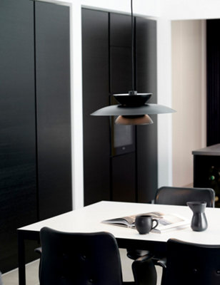 Nordlux Carmen Indoor Dining Living Kitchen Hallway Pendant In Black (Diam) 45cm