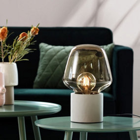 Nordlux Christina Indoor Living Dining Bedroom Concrete Table Lamp in Light Grey (Diam) 19.5cm