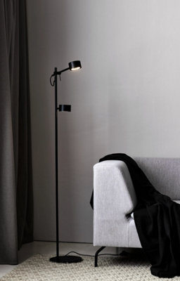 Nordlux Clyde Indoor Living Bedroom Office Metal Floor Lamp in Black (H) 138cm