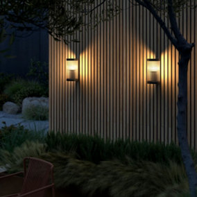 Nordlux Coupar Outdoor Patio Terrace Garden Wall Light in Black (Diam) 13cm