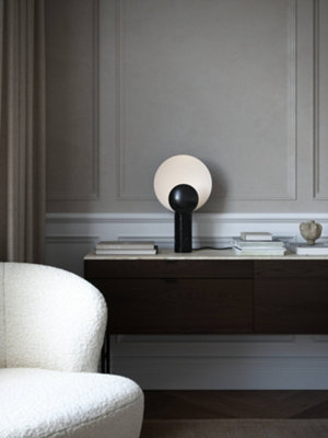 Nordlux DFTP Caché Indoor Living Dining Bedroom Table Lamp In Black (Diam) 30cm