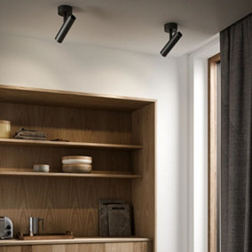 Nordlux DFTP Mib Tiltable Entryway Kitchen Metal Ceiling Light in Black (Diam) 6cm