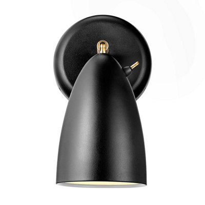 Nordlux DFTP Nexus 2 Swivel Joint Living Dining Bedroom Metal Wall Light in Black (Diam) 12cm