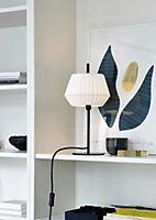 Nordlux Dicte Indoor Living Dining Bedroom Textile Table Lamp in White (Diam) 21cm