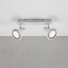 Nordlux Eik 2-Spot Indoor Dining Kitchen Metal Spot Light in White (Diam) 8.5cm