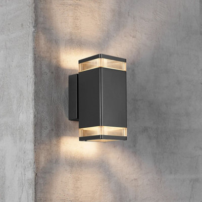 Nordlux Elm Outdoor Patio Terrace Aluminium Wall Light in Black (Diam) 9cm