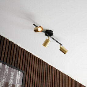 Nordlux Explore Indoor Bedroom Living Dining Bathroom 3 Spot Light Rail in Brass (Height) 16.4cm