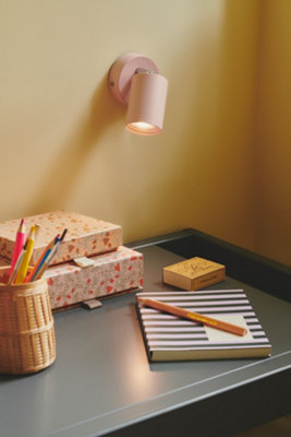 Nordlux Explore Indoor Bedroom Living Dining Hallway Wall Light In Dusty Rose (Height) 11.5cm
