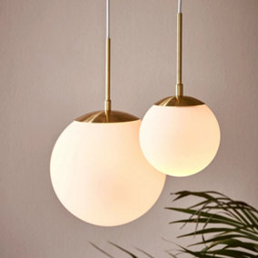 Nordlux Grant 15 Indoor Living Dining Glass Pendant Ceiling Light in Brass (Diam) 15cm