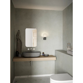 Nordlux Hester Indoor Ensuite Shower Bathroom Plastic Wall Light in Black (Diam) 9.3cm