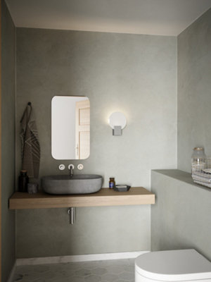 Nordlux Hester Indoor Ensuite Shower Bathroom Plastic Wall Light in White (Diam) 9.3cm