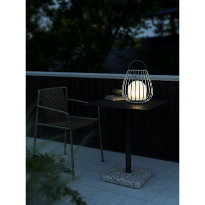 Nordlux Jim To-Go Outdoor Patio Terrace Metal Battery Powered Dimmable LED Light in Grey (H) 30.3cm