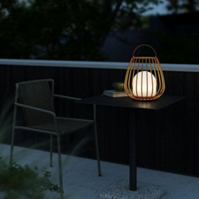 Nordlux Jim To-Go Outdoor Patio Terrace Metal Battery Powered Dimmable LED Light in Orange (H) 30.3cm