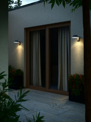 Nordlux Justina Outdoor Patio Terrace Garden Wall Solar Light In Anthracite (Height) 14.5cm
