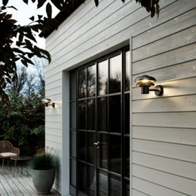 Nordlux Kurnos Outdoor Patio Terrace Metal Wall Light in Black (Diam) 25.6cm
